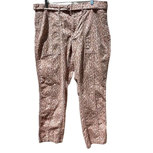 Anthropologie Utility Pants Women's Sz 32 Belted Ankle Length Leopard Print NWOT - Picture 3 of 11